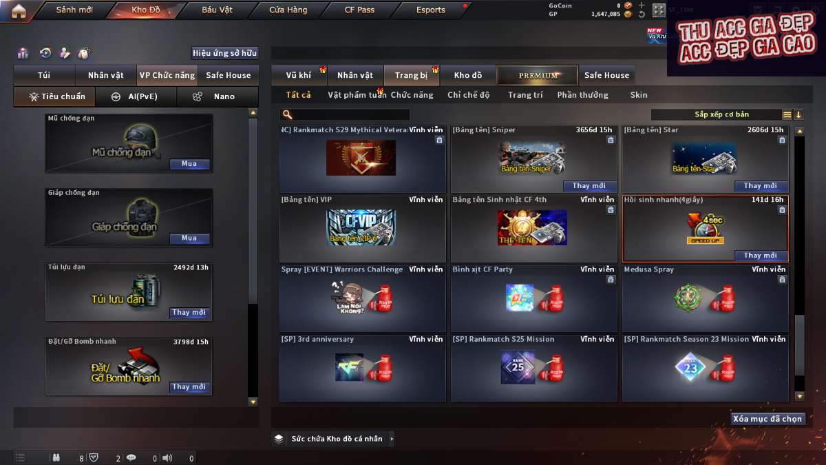 shop acc cf uy tin gia re